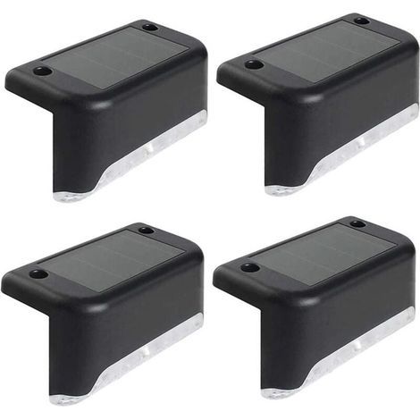 Lot de 4 Lampes Solaires, Eclairage à LED Lampe Solaire Exterieur, Lumières Solaires Exterieure Jardin Lumière blanche Étanche Décoration pour Escalier Pont Marches Clôture Cour Terrasse Chemin [Class (1/5)