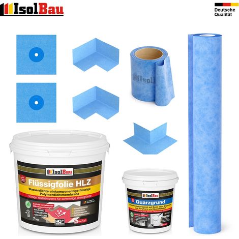 Dichtset Flüssigfolie HLZ 7 kg Quarzgrund Dichtbahn Dichtband Dusche Balkon Bad (1/5)
