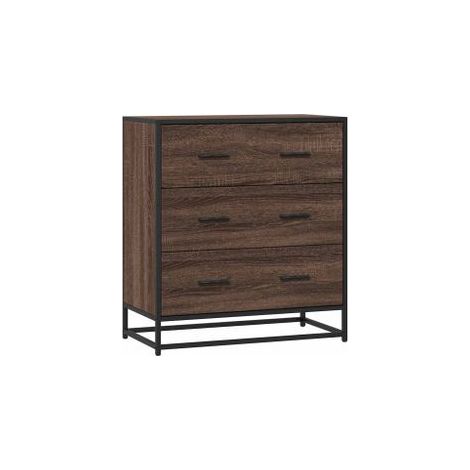 Commode 3 tiroirs Dovany L68xH76xP35 - Bois et métal-Chêne brun (1/5)