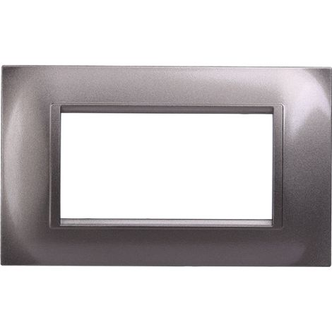 Placca Plastica Quadrata Serie Space 4P Colore Titanio Compatibile Con Bticino Living Light (1/4)