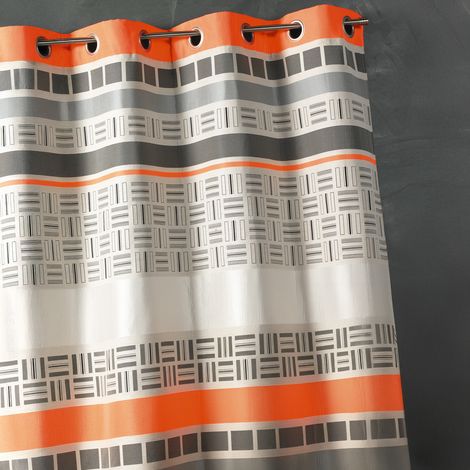 Rideau en jacquard design à rayures horizontales Orange 140x260 cm