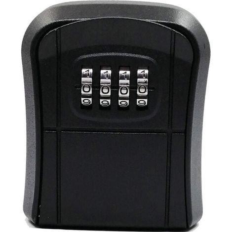 Schlüsselkasten zur Wandmontage, Mini-Schlüsselsafe für den Außenbereich mit 4-stelligem, zurücksetzbarem Digitalcode, wasserdichter Schlüsselkasten für Zuhause, Schule, Büro, Garage (schwarz) (1/4)