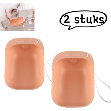 Lot de 2 bouteilles d eau pour chien avec gobelet de voyage et gamelle multifonction pour animaux rose (1/5)