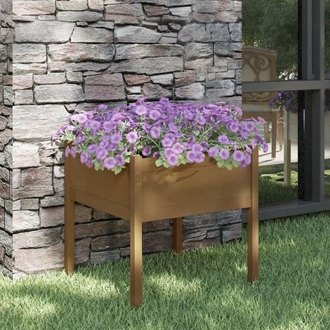 Bac à fleurs - Jardinière pour extérieur/intérieur jardin terrasse balcon - Marron miel 70x70x70 cm Pin massif Chic-367082 (1/5)