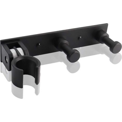 Universel Support Douchette avec 2 Crochet, Support Douche Mural en Alliage D'aluminium Réglable, Fixation Pommeau de Douche Auto-Adhesif Porte Pomme de Douche pour Tuyau de Douche (1/5)