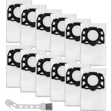 Set di 12 sacchetti per aspirapolvere KFI 357, compatibili con Kärcher WD2 Plus/WD3/KWD1/KWD2/KWD3/SE 4001/SE 4002/WD3.200 - WD3.800 M, con aspirapolvere Kärcher 2.863-314.0. Include 1 spazzola. (1/5)