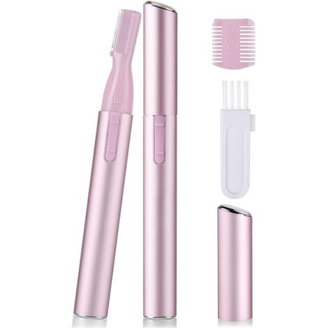Tondeuse Visage Sourcils Électrique Femme, Rasoir Facial de Précision à Pile, Couper sans Douleur les Poils du Visage, Beauty Tondeuse à Sourcils Électrique pour Sourcils, Visage, Corps (Rose) (1/5)