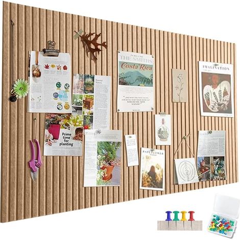 Large Self Adhesive Felt Pinch Board 60 x 40 cm Cinnamon Yellow Felt Board Vertical Stripes Decorative Felt Memo Board Foldable Memo Board for Office Kitchen (1/5)