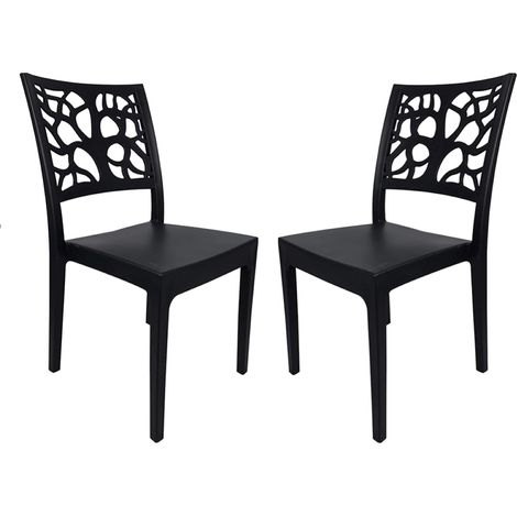 Sedia da bar cucina in polipropilene impilabile TETI Antracite Set 2 (1/5)