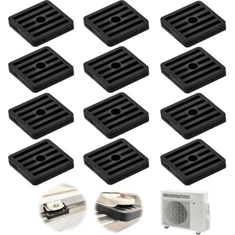 12 Pièces 47x47x8mm Amortisseurs de Vibrations en Caoutchouc de Climatiseurs, Noir, Coussin De Choc Pour Climatisation Pieds Anti vibrations Support pour Condenseur de Climatiseur Split Extér (1/5)