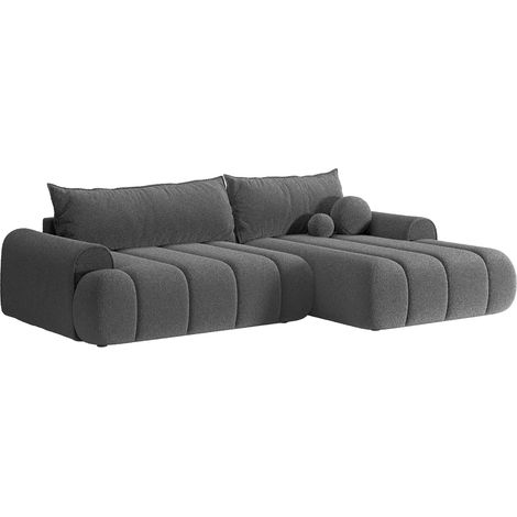 Selsey DANDELINO - Canapé d'angle convertible - en bouclette gris avec revêtement - côté droit (1/5)