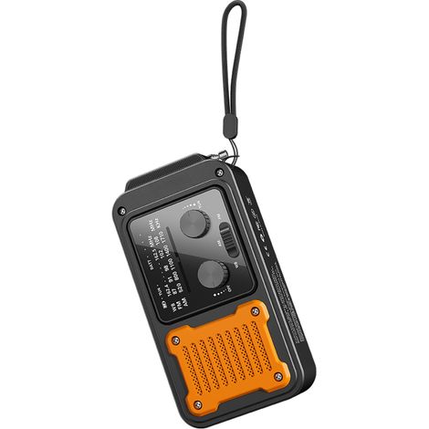 Radio météo d'urgence, rechargeable par manivelle énergie solaire USB-C, batterie 2000 mAh, lampe torche, lecture, signal SOS, boussole camping pleine nature (1/5)