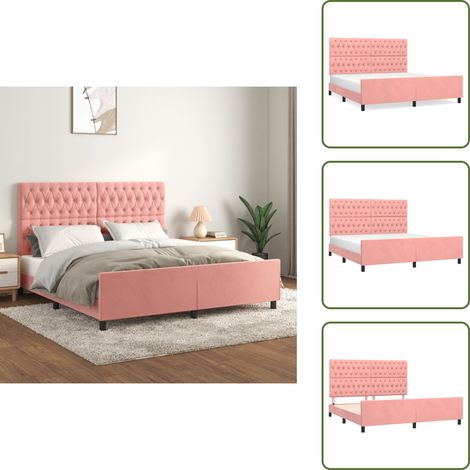 Bettgestell mit Kopfteil Rosa 180x200 cm Samt - Samtbettwäsche - Bettsofa - Doppelbett - Boxspringbett - Hochbett