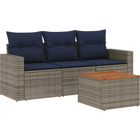 Maison Exclusive - 4-tlg. Garten-Sofagarnitur mit Kissen Grau Pol