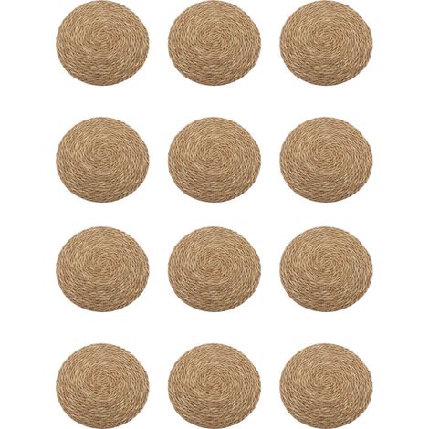 Napperon rond résistant à la chaleur, antidérapant, facile à nettoyer, tapis de dessous de plat tissé pour comptoir de Table à manger, 30cm/11,8 pouces, 12 pièces (1/2)