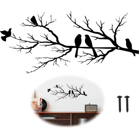 Deco Office Deco Wall Bedroom, Black Frame Living Room Wall Decoration Modern Birds for Indoor and Outdoor Wall Decoration, Wall Decoration with Hanging Branches (1/5)
