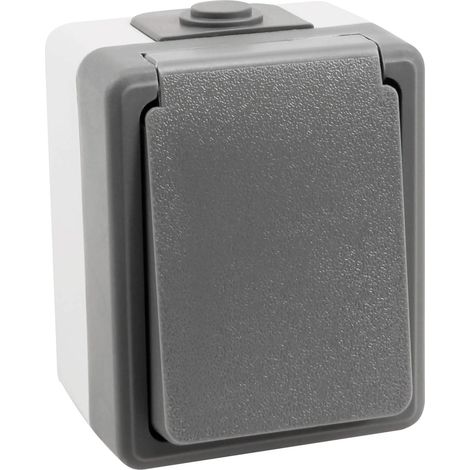 Feuchtraum Steckdose Serie Secure Aufputz IP44 250V grau Einzelsteckdose (1/4)
