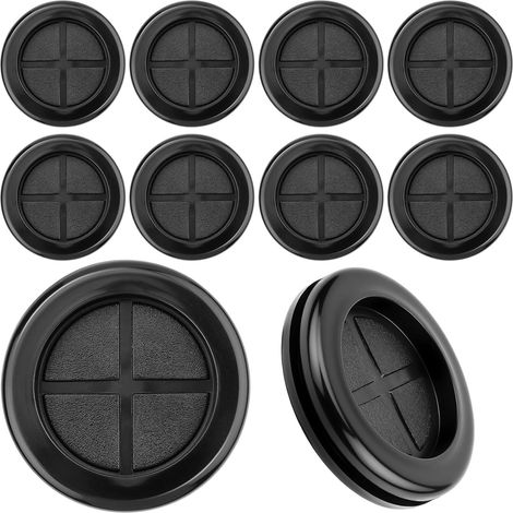 Nuts OT nuts 10 pièces Bouchons de carrosserie 27 mm Noir Goulottes en caoutchouc Passage de câble Étanche Ronde Goulottes de passage double face pour la protection des câbles Protection des fils (1/5)