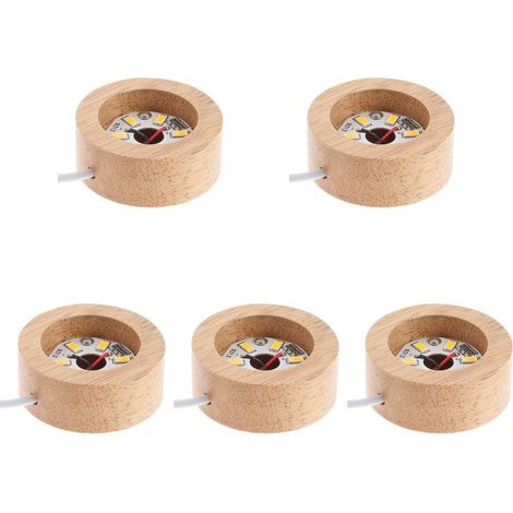 Ensemble de 5 socles en bois pour lampe LED à lumière chaude, support (1/5)