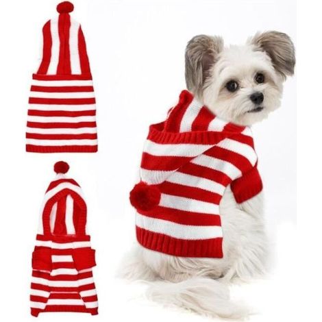 Online Store - Pull thermique à col roulé pour chien en tricot de Noël - Rouge - Taille M (1/4)