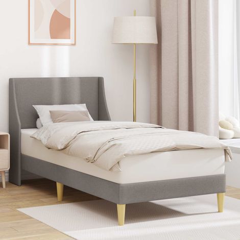 Bettrahmen Uni mit Kopfteil Taupe 90 x 190 cm Stoff (1/5)