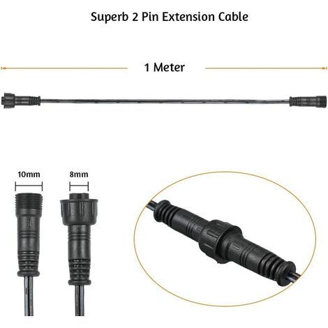 Cable Rallonge, 5 Pack, Pour Spots LED Encastrables,Etanche IP67,1M / 3.3Ft, 2Pin, avec connecteurs mâles et femelles MNS (1/4)