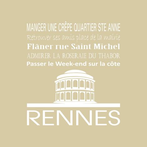 Tableau sur toile Rennes beige 30x30 cm - Impression sur Toile Murale Décorative - Image imprimée en HD sur Toile - Toile sur Châssis en Bois FSC - Fabriqué en France
