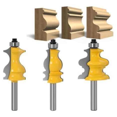 CHOYCLIT Lot de 3 Fraises à Défoncer pour Moulures Architecturales 8 mm, Mèche de Routeur pour le Travail du Bois (1/5)