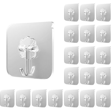 Crochet auto-adhésif transparent pour cuisine, salle de bain, placard de bureau (1/5)