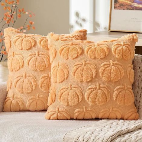 Housse De Coussin - Citrouille - 45x45 Cm - Décoration Automnale - Lot De 2 (1/4)