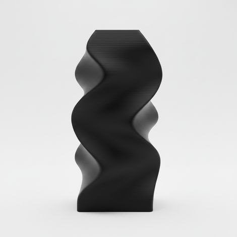 Vase décoratif noir ondulé pour fleurs, forme spirale, élégant (1/3)