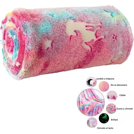 Couverture polaire luminescente à motifs animaux colorés pour bureau