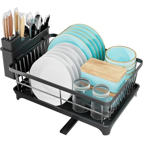 Égouttoir à Vaisselle, Égouttoir Vaisselle sur evier avec Porte-ustensiles  Egoutoire Vaisselle Cuisine Support pour ustensiles et Planche à découper (1/5)