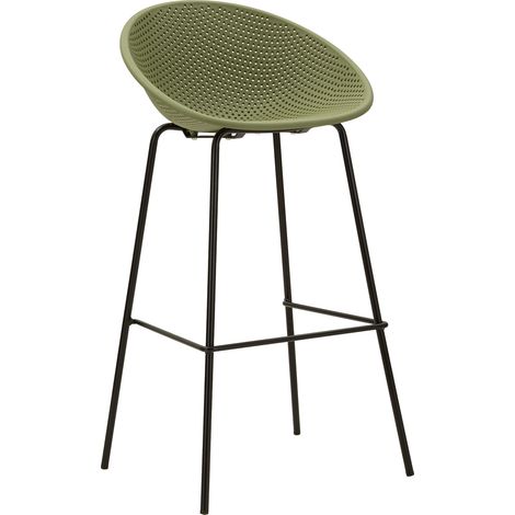 Trong Hocker, 2er-Set Indoor/Outdoor, Sitz mit Lochmuster, Sitzhöhe 75 cm, Metallstruktur, 51x82x58h cm Grün