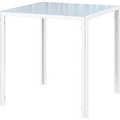 Mesa de comedor Mesa de cocina cuadrada para 4 personas, mesa de comedor de cristal templado, capacidad de carga hasta 80 kg, para cocina, comedor, 75 x 75 x 75 cm, blanco