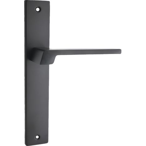 domino Türgriff Blind Drückergarnitur Langschildgarnitur Türklinke für Zimmertür, Bürotür, Kellertür & Innentür L-Form Türbeschläge aus Aluminium Schwarz Türdrückergarnitur CANTORO BLACK (1/5)