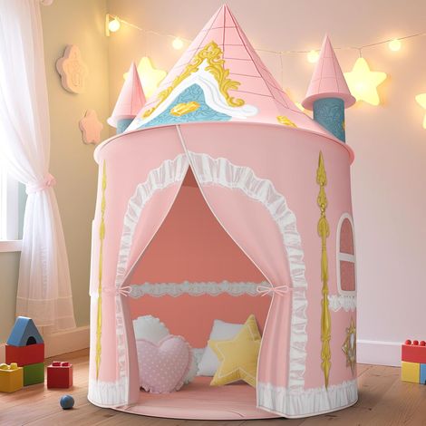 Tente Princesse pour Filles, Grande Tente de Jeu Intérieure et Extérieure pour Enfants, Château de Princesse, Cabane de Jeu pour Filles et Garçons de 3 à 8 Ans (1/5)