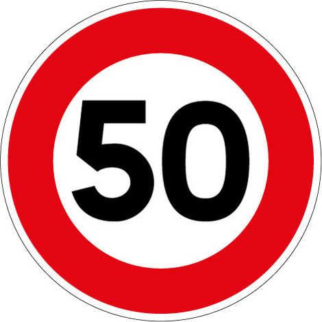 PANNEAU LIMITATION DE VITESSE 50KM/H (B14GALVA50) - Diamètre 450 mm