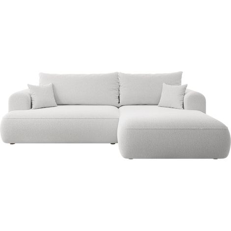 Selsey - Eckschlafsofa Ovo in L-Form grau mit Bouclé-Behälter rechts (1/5)