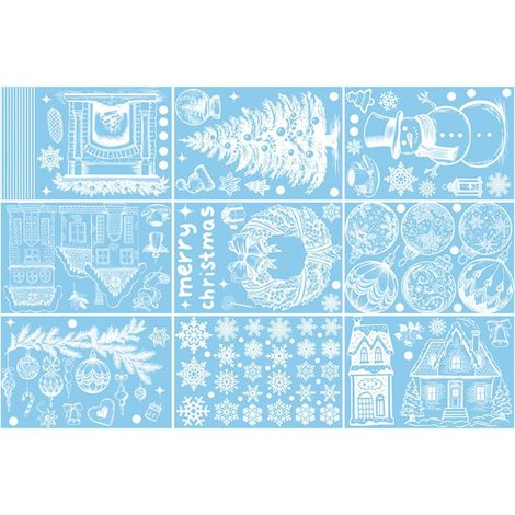 Autocollants De Noël Pour Fenêtres - 9 Pièces Autocollants Statiques Double Face Décorations, de Fenêtre Statiques pour Noël - Pour Porte Miroir Salle De Bain Cuisine Comptoir (1/5)