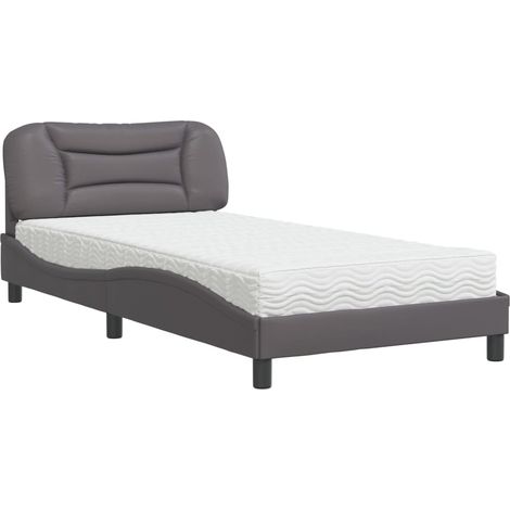 Maison Exclusive - Bett mit Matratze "Hvar" Grau 100x200 cm Kunst (1/5)