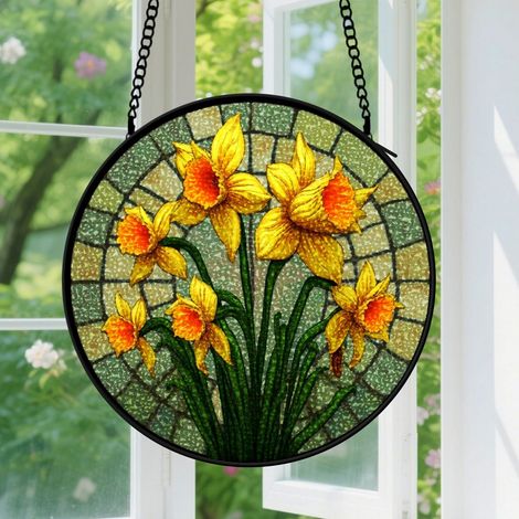9cm Suspension en vitrail - Attrape-soleil minimaliste coloré unique élégant, décoration fenêtre jardin, cadeau Fête des Mères pour femme, homme (1/5)