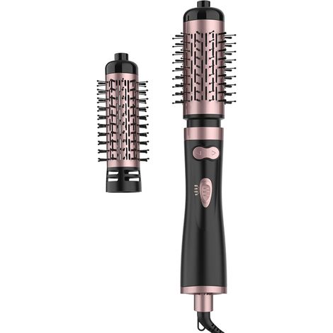 Brosse séchoir rotative 4 en 1 avec 2 brosses détachables (3,8 cm et 5 cm), noire (1/3)