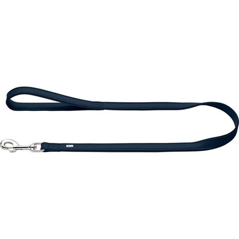 Laisse pour chien Amalfi - Couleur : bleu marine - Végétalien - En cuir synthétique aspect nappa - Avec dragonne - Doux, facile d'entretien - Couleur brillante - Fabriquée en Allemagne - Taille (1/4)
