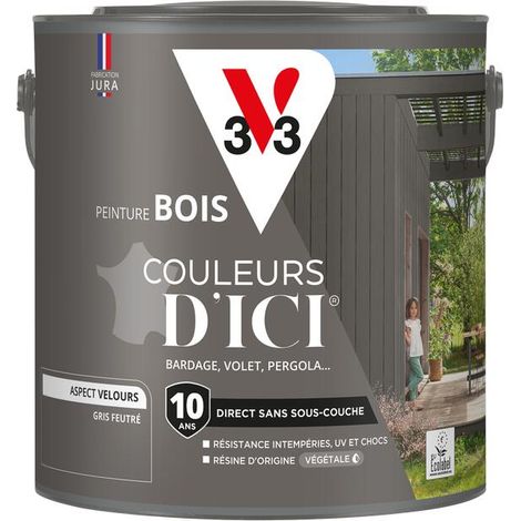 Peinture bois extérieur Couleurs d'Ici® V33 Gris feutré Velours 2L