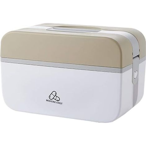 Ménage créatif boîte de rangement de médicaments pliable multicouche compartimenté boîte à médicaments valise en plastique marron (1/3)