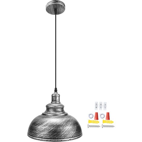 Ortviai Suspension Industrielle Moderne Pot Couvert 30 cm Argent – Lampe Plafonnier pour Salle à Manger, Bureau, Salon