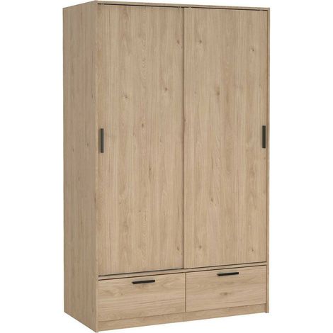 Dmora - Guardaroba 2 ante Kammuri, Mobile camera da letto, Cabina armadio portabiti, Armadio appendiabiti, 121x60 h200 cm, Rovere