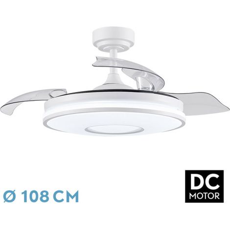 FABRILAMP TODOLAMPARA - VENTILATORE DE PLAFONIERA LED DC DANI BLANCO PALE PIEGHEVOLI 108D 6 VELOCITÀ TELECOMANDO+TIMER+MEMORIA (1/2)