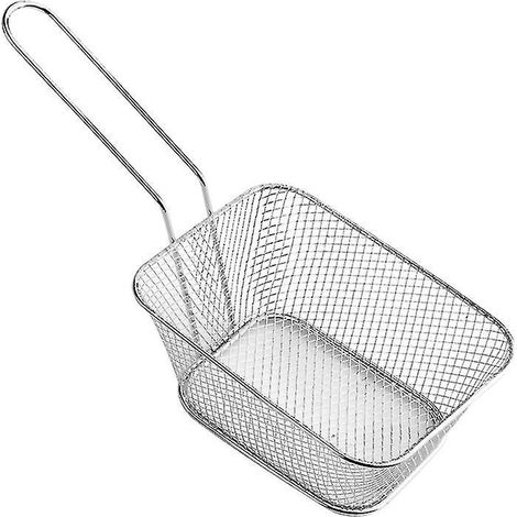 Frittierkorb, Snackeimer, Aufbewahrungskorb für frittiertes Hähnchen, Frittierkorb, Ölsieb, kreatives Geschirr, Behälter – J – Groß – Silber